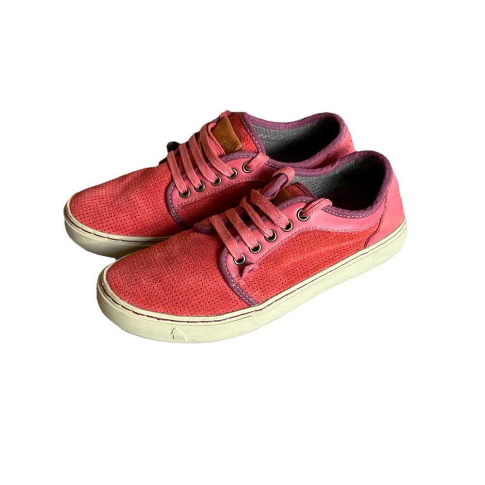 Satorisan Heisei Sneakers in Coral Punch Womens 9 39 Pink Red Casual Shoes Suede